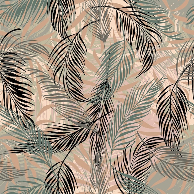 Fondo tropical Palma hojas vector de patrones sin fisuras