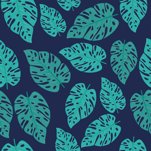 Vector fondo tropical con plantas de la selva, decoración con hojas tropicales