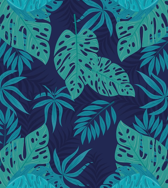 Fondo tropical con ramas y plantas de la selva, decoración con hojas tropicales