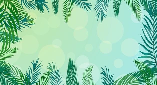 Fondo tropical de verano con hojas de palma verde