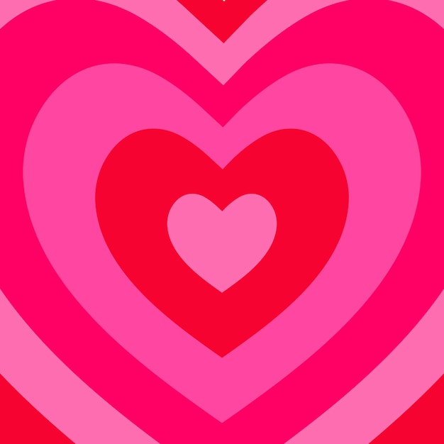 Fondo de túnel de corazón romántico con corazones concéntricos Diseño vectorial hipnotizante