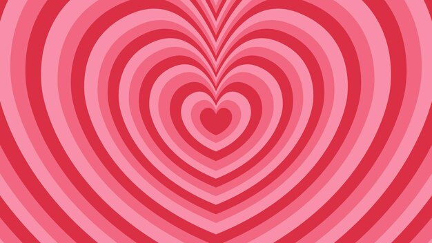 El fondo del túnel hipnótico del corazón en estilo retro