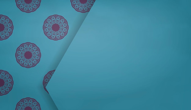 Fondo turquesa con adorno de mandala púrpura para diseño bajo su texto
