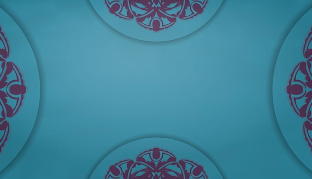Fondo turquesa con patrón morado vintage y espacio para su logo