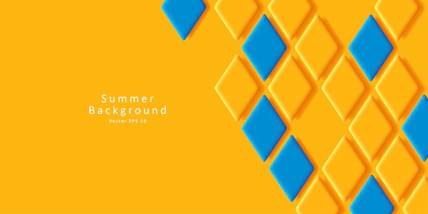 Fondo ucraniano geométrico amarillo y azul con mosaicos de rombo formas de volumen monocromáticas