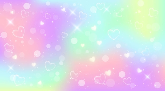 Fondo de unicornio arco iris con bokeh y corazones. ilustración holográfica. lindo fondo de pantalla femenino. | Vector Premium Fondo de unicornio arco iris con bokeh y corazones. ilustración holográfica. lindo fondo de pantalla femenino. | Vector Premium
