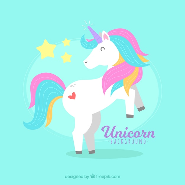 Fondo de unicornio colorido con estrellas