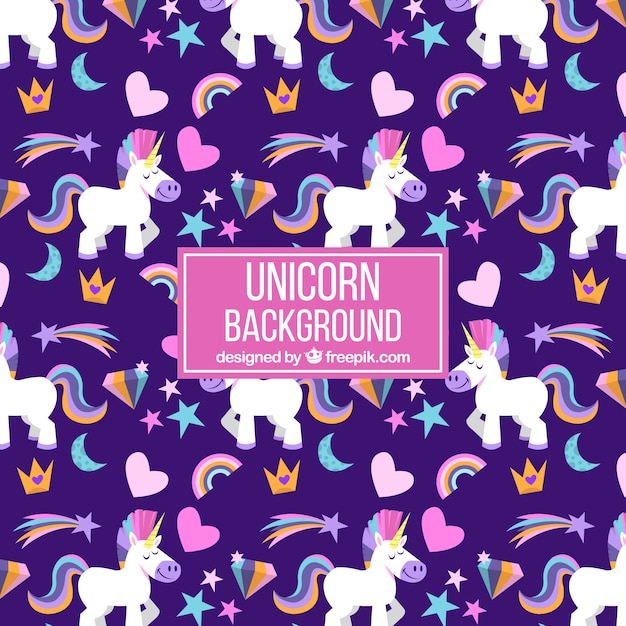 Fondo de unicornio con corazones y estrellas