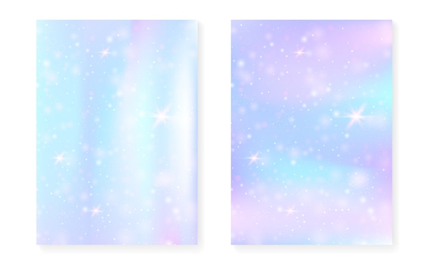 Fondo de unicornio con degradado mágico kawaii. Princesa arco iris holograma.