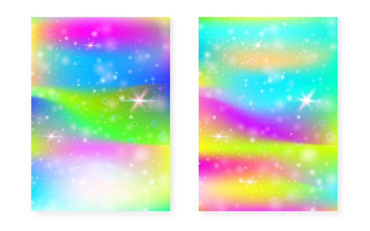 Vector fondo de unicornio con degradado mágico kawaii princesa arco iris