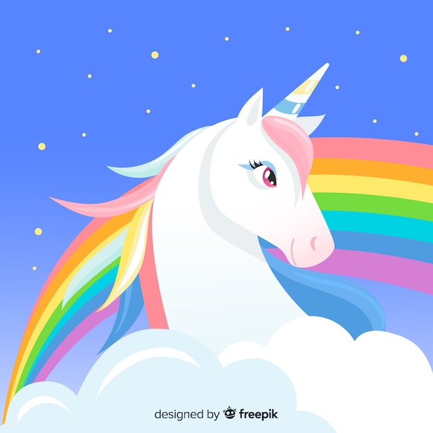 Fondo de unicornio en diseño plano