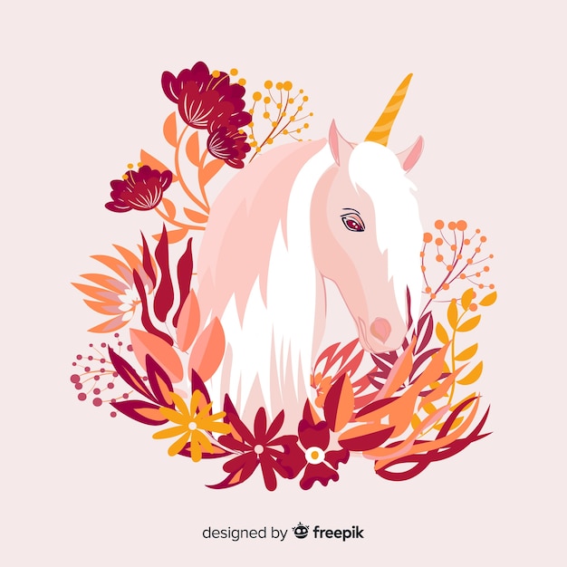 Fondo de unicornio en diseño plano