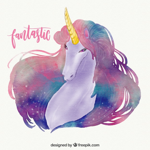 Vector fondo de unicornio fantástico de acuarela