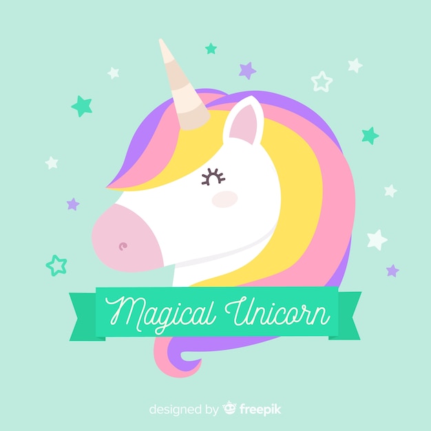 Fondo de unicornios en diseño plano