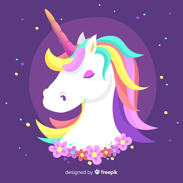 Fondo de unicornios en diseño plano