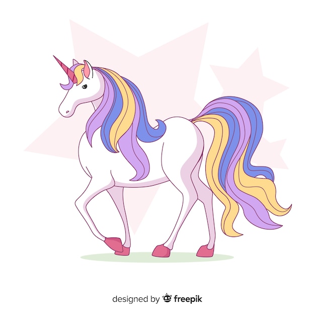 Fondo de unicornios en diseño plano