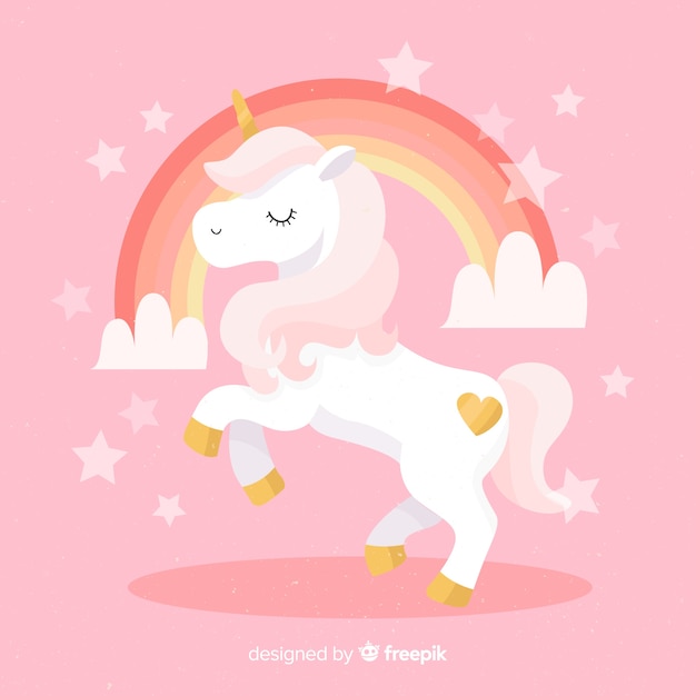 Fondo de unicornios en diseño plano