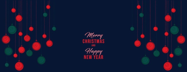 Fondo universal de Navidad Cuadro de bolas de Navidad dibujado a mano por vector con espacio de copia