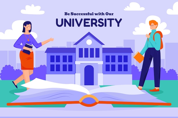 Fondo de universidad en diseño plano