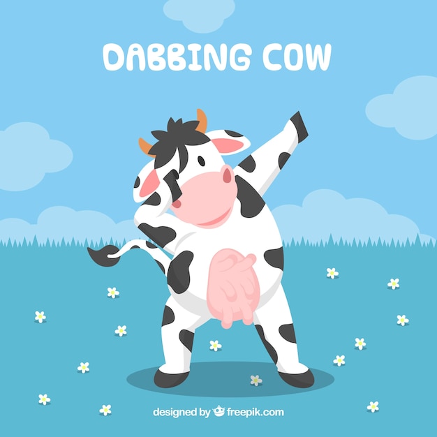 Vector fondo de vaca haciendo movimiento dabbing