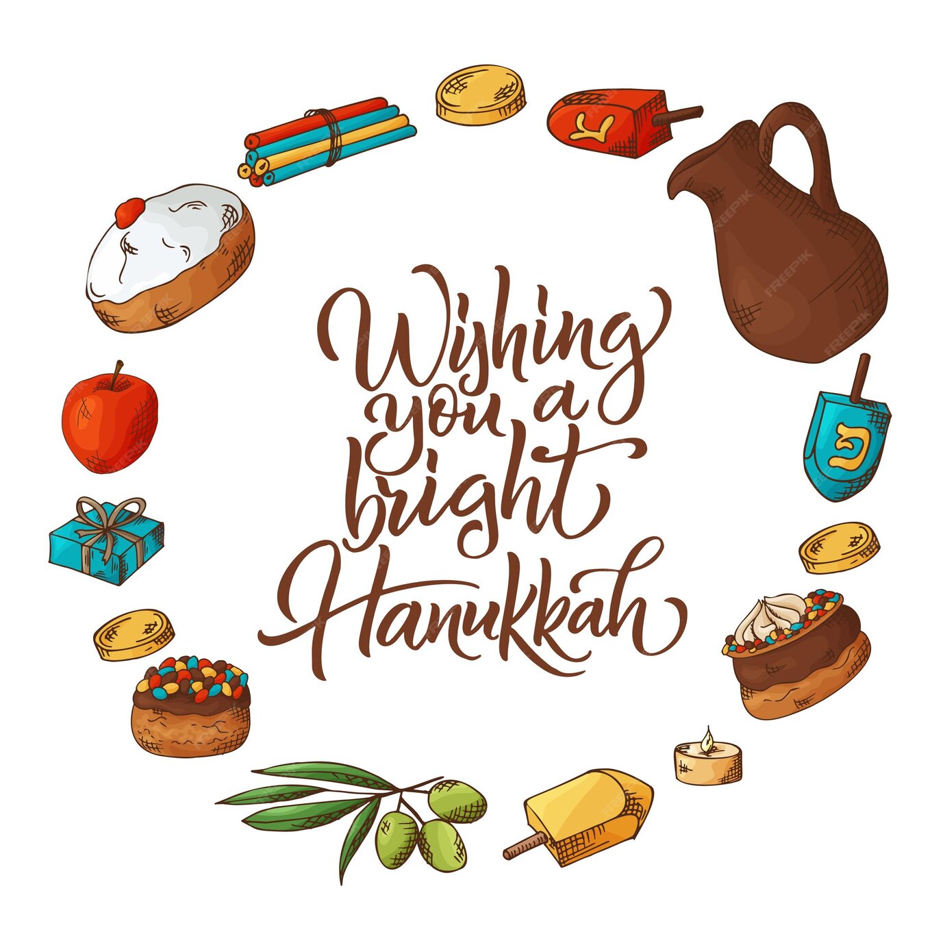Fondo de vacaciones judías tarjeta de felicitación de hanukkah feliz