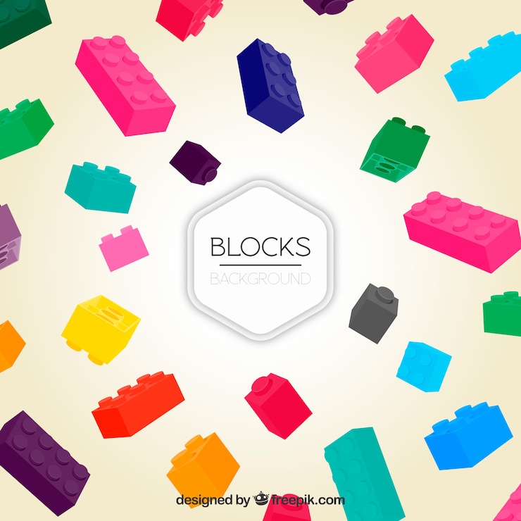 Vector fondo de varias piezas de construcción de colores 