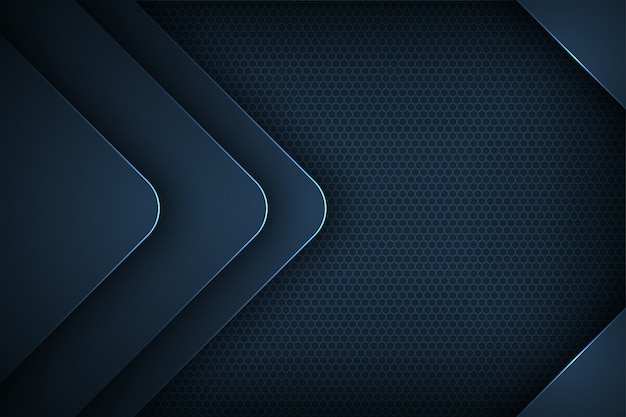 Fondo de vector abstracto azul oscuro con características superpuestas.