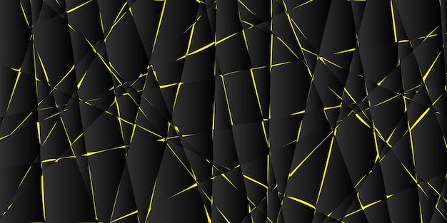 Fondo de vector abstracto con azulejos negros y líneas de luz amarillas