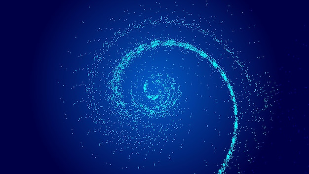 Fondo de vector abstracto de big data de tecnología de red de partículas de vórtice cósmico azul oscuro
