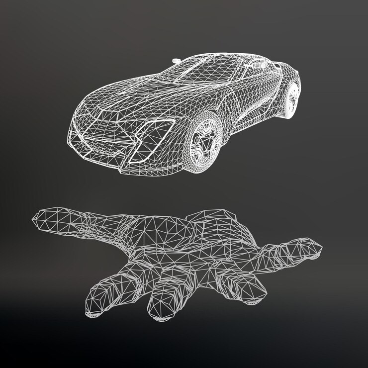 Vector fondo de vector abstracto concepto creativo del modelo de coche 3d. coche deportivo.
