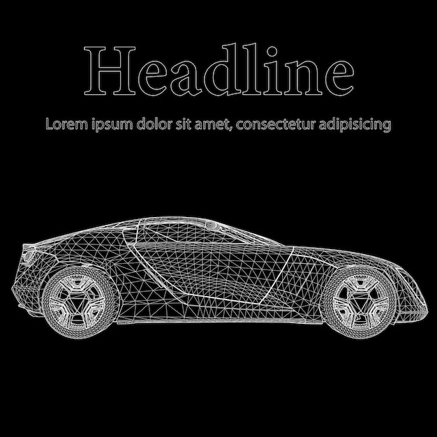 Fondo de vector abstracto concepto creativo del modelo de coche 3d. Coche deportivo.