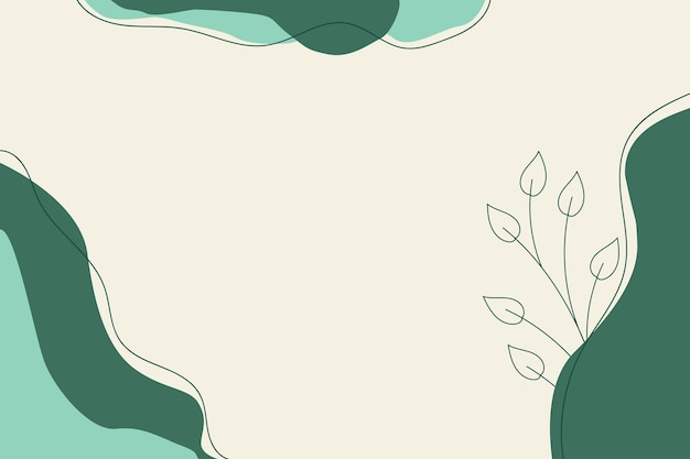 Fondo de vector abstracto con contorno de una ramita de planta manchas verdes y rayas lugar para texto
