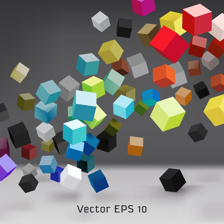 Vector fondo de vector abstracto de cubos 3d de colores voladores