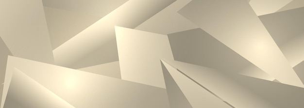 Fondo de vector abstracto geométrico de oro suave con mosaico 3D triangular y luces de luz para sitio web, página de inicio, encabezado o banner ancho. ilustración vectorial