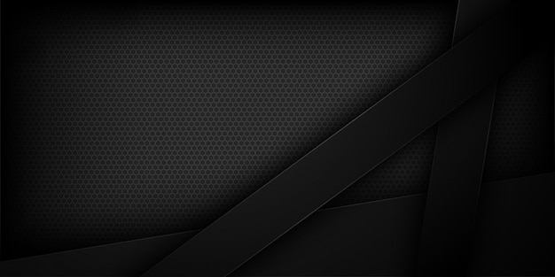 Fondo de vector abstracto negro con características superpuestas.