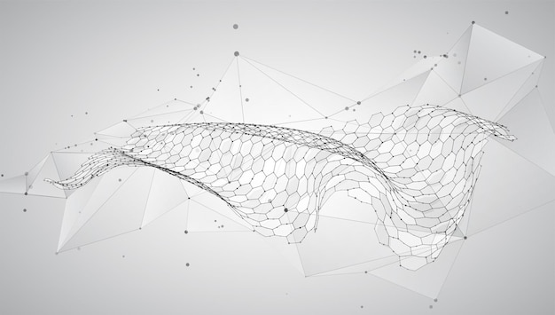 Fondo de vector abstracto con paisaje de hexágonos del diseño 3d del mundo virtual