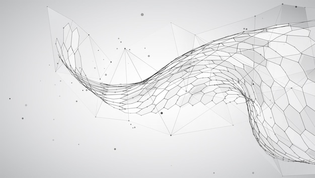 Fondo de vector abstracto con paisaje de hexágonos del diseño 3d del mundo virtual