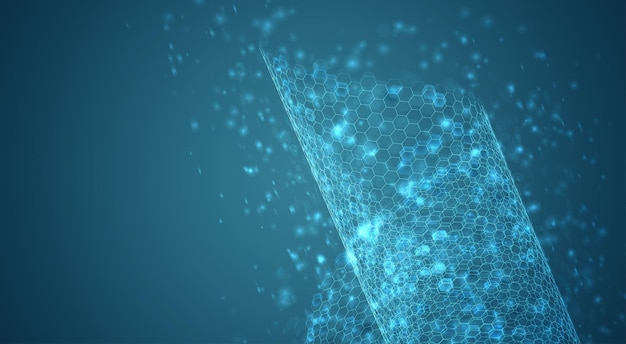 Fondo de vector abstracto con paisaje de hexágonos y paisaje del diseño 3d del mundo virtual