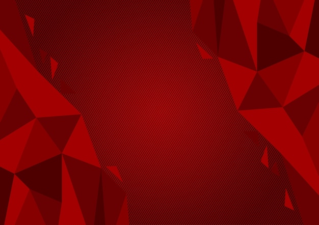 Fondo de vector abstracto polígono de color rojo