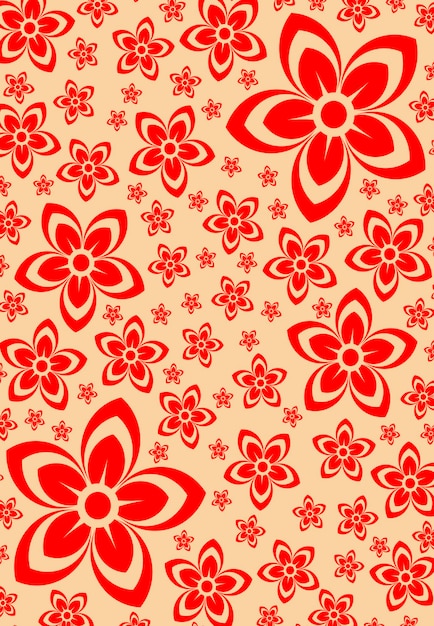 Fondo de vector abstracto rojo con ilustración de flores