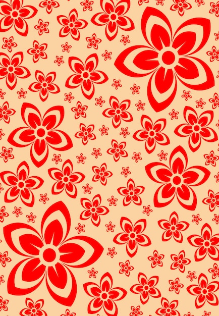 Fondo de vector abstracto rojo con ilustración de flores