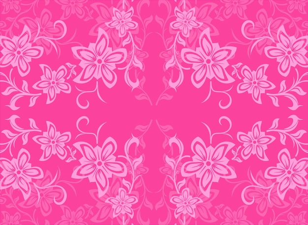 Fondo de vector abstracto rosa con ilustración de flores