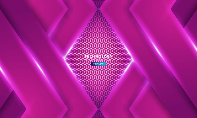 Fondo de vector abstracto de tecnología hexagonal con color rosa brillante