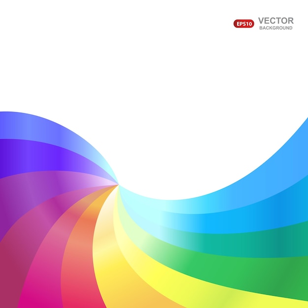 Fondo de vector con arco iris abstracto Remolino multicolor sobre fondo blanco