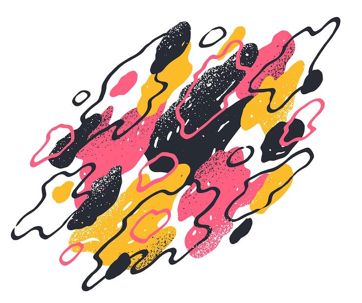 Vector fondo de vector artístico abstracto con elementos coloridos dibujados a mano, lindo y divertido positivo, ilustración de estilo artístico para publicidad creativa o decoración.
