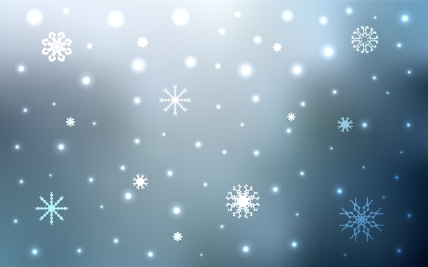Fondo de vector AZUL claro con copos de nieve de Navidad