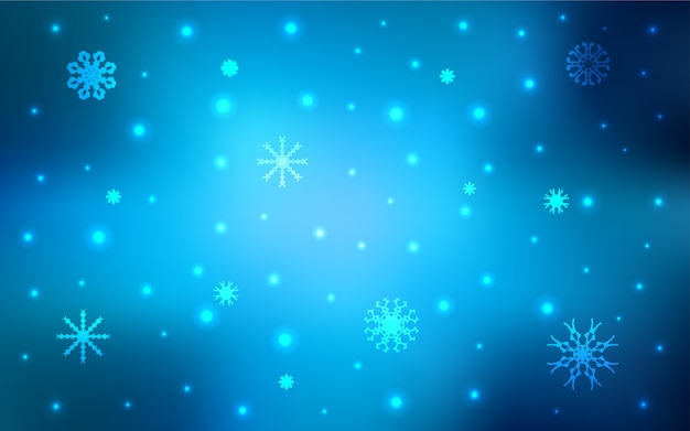 Fondo de vector azul oscuro con copos de nieve de Navidad