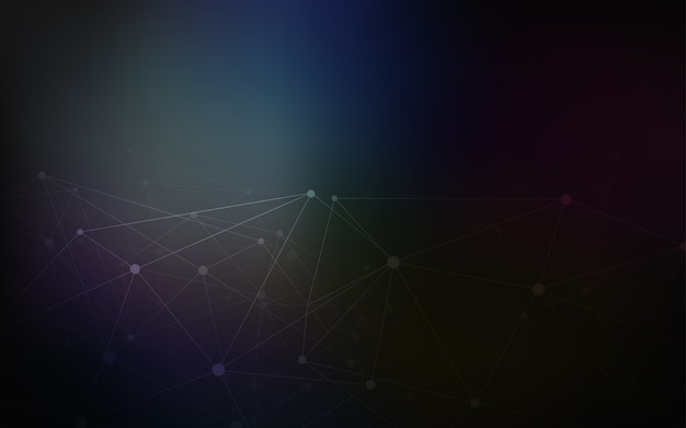 Fondo de vector azul oscuro con puntos y líneas
