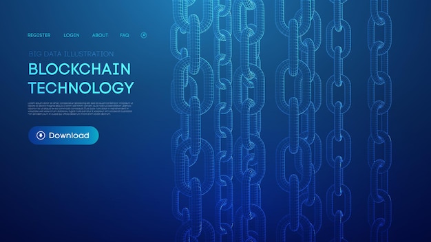 Fondo de vector de big data de tecnología digital blockchain fondo de vector de tecnología de criptomoneda