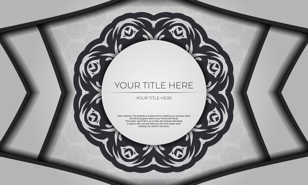 Fondo de vector blanco con adornos abstractos y lugar para su diseño. Diseño de tarjeta de invitación con adorno de mandala.